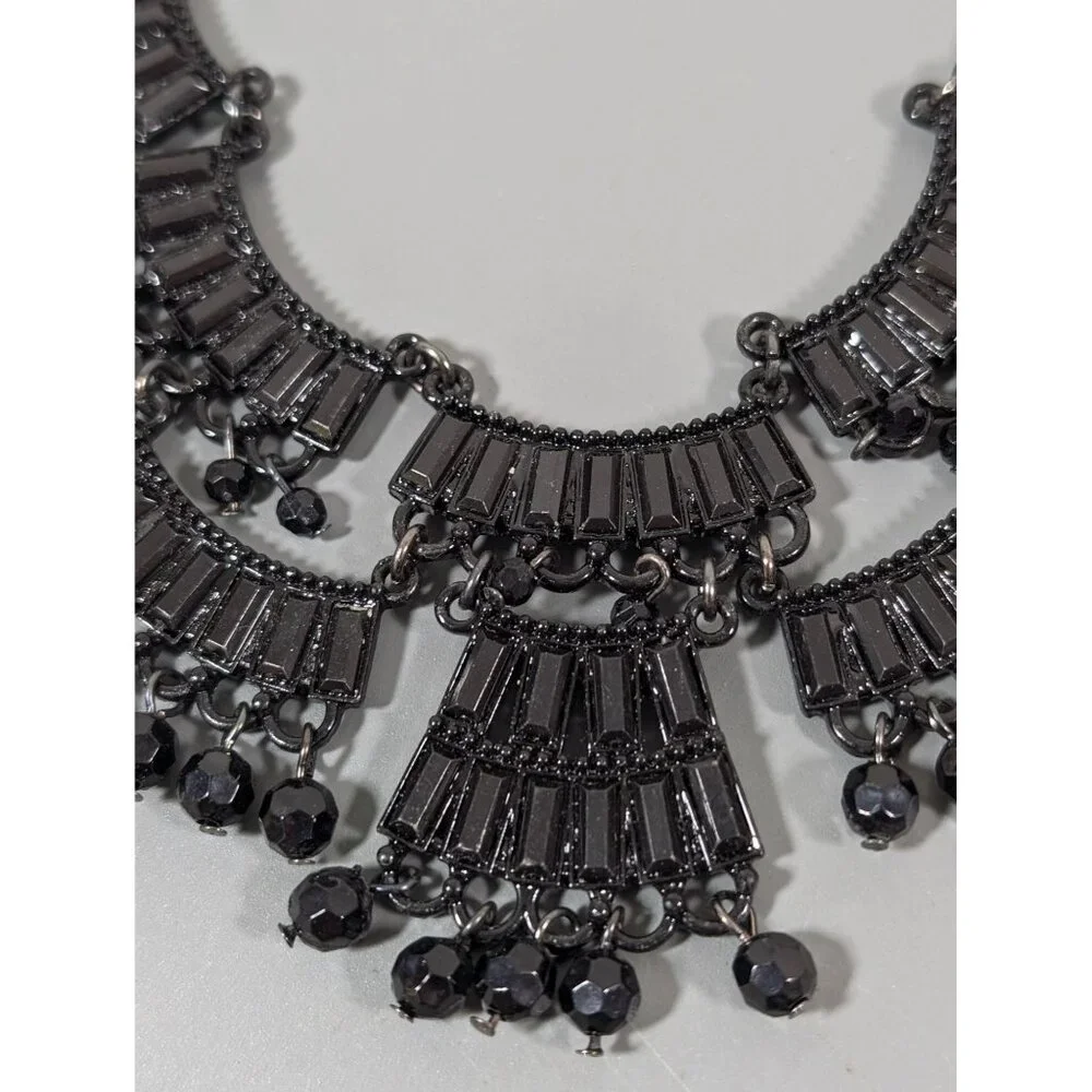 Black Chandelier Charm Statement Necklace Elegant‎ Goth 23